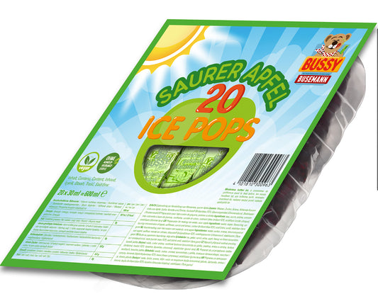BUSSY saurer Apfel Wassereis 10x (20x30ml) Grosspackung